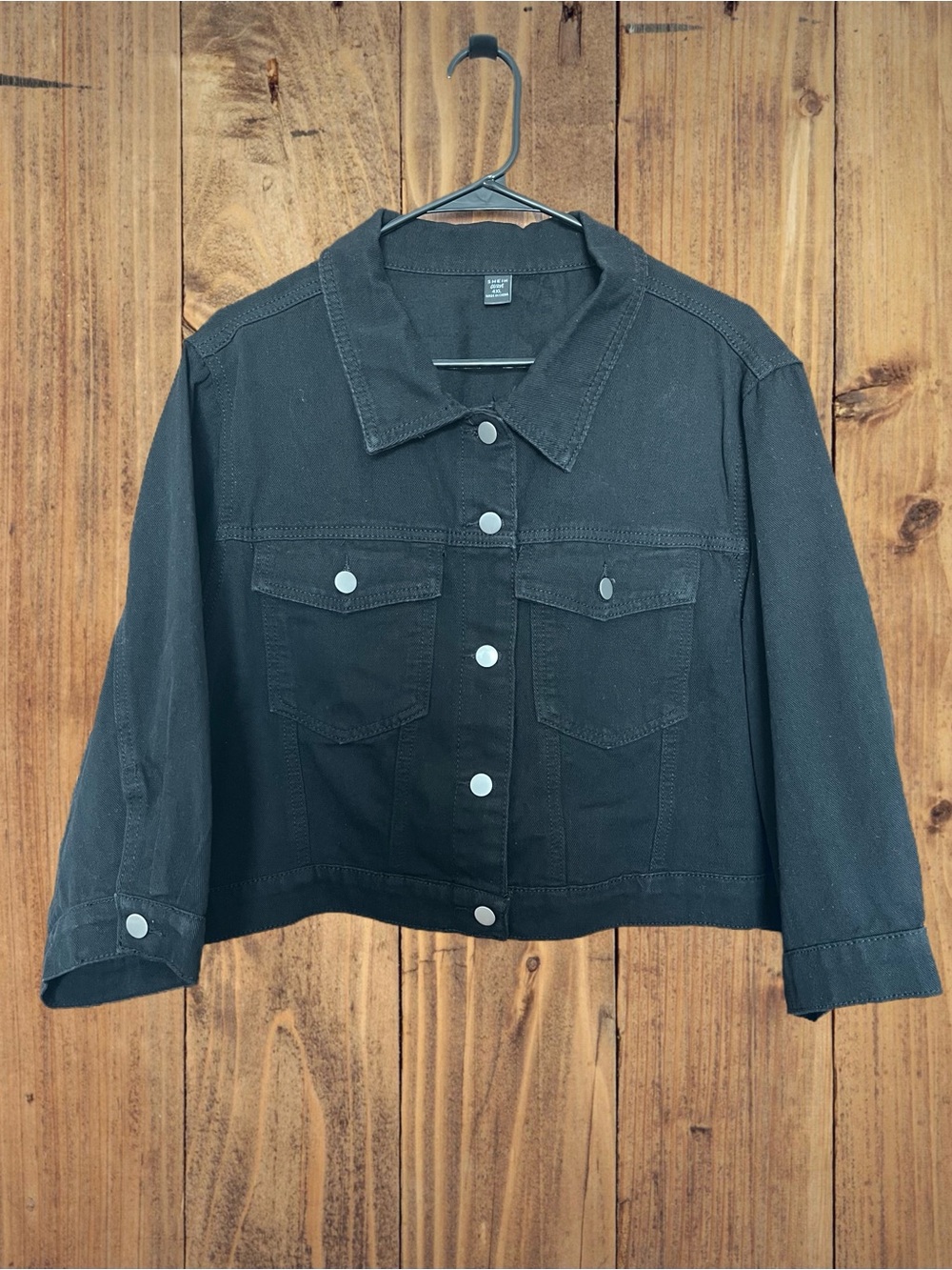 Shein Curve 4X Classic Black Women’s Denim Jacket - Boxy Cropped Style